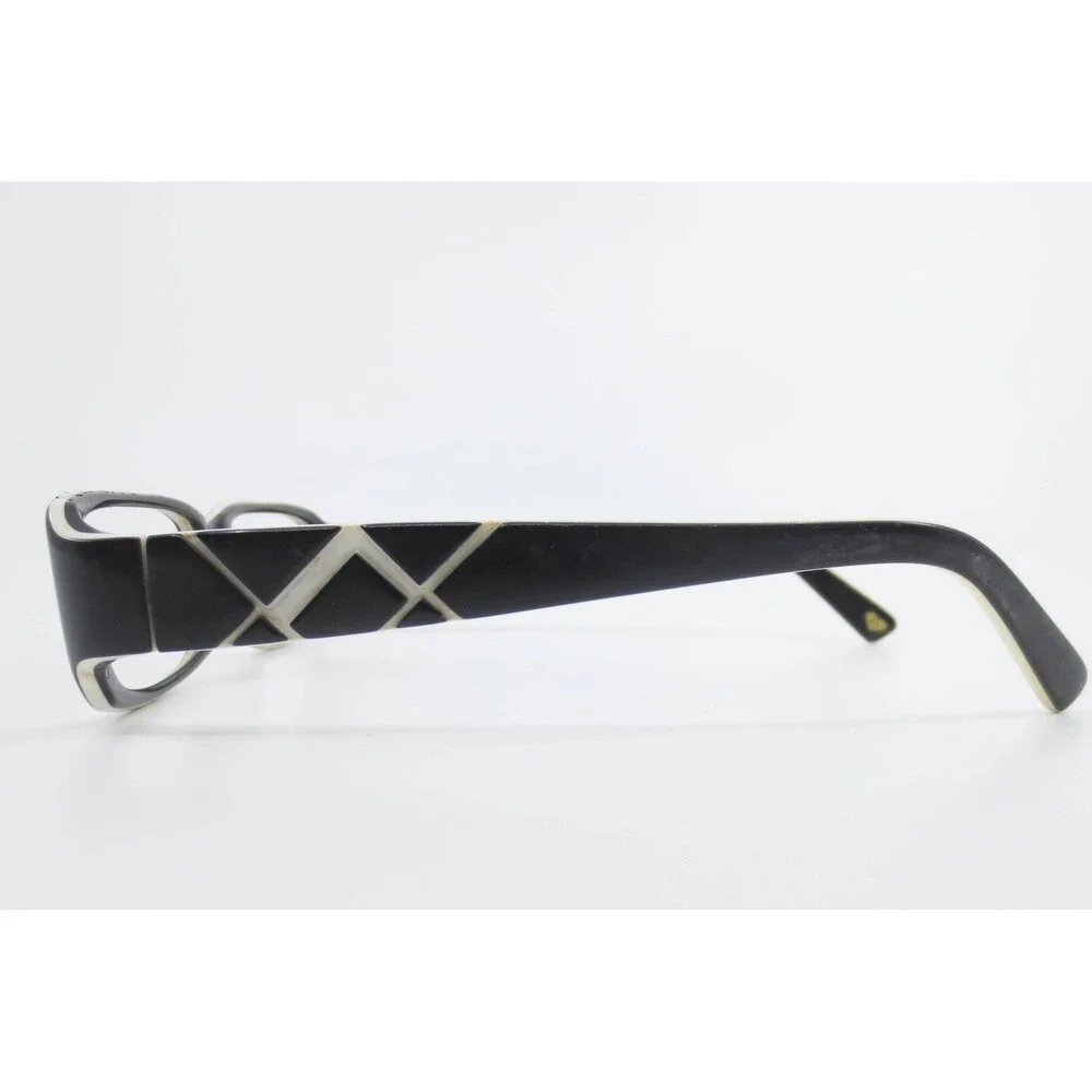 Bebe Veejay Eyeglasses Ebony Ivory Black White Geometric Rectangular 53-16-135
